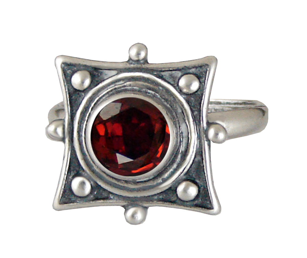 Sterling Silver Gemstone Ring With Garnet Size 7